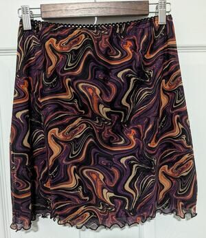 NastyGal sz 10 Women's Mini Skirt Marble Pattern Purple Orange Red